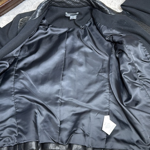 Vince | Knit Jacket with Genuine Leather Contrast, Size XS - Picture 7 of 13